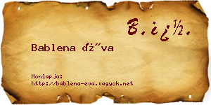 Bablena Éva névjegykártya